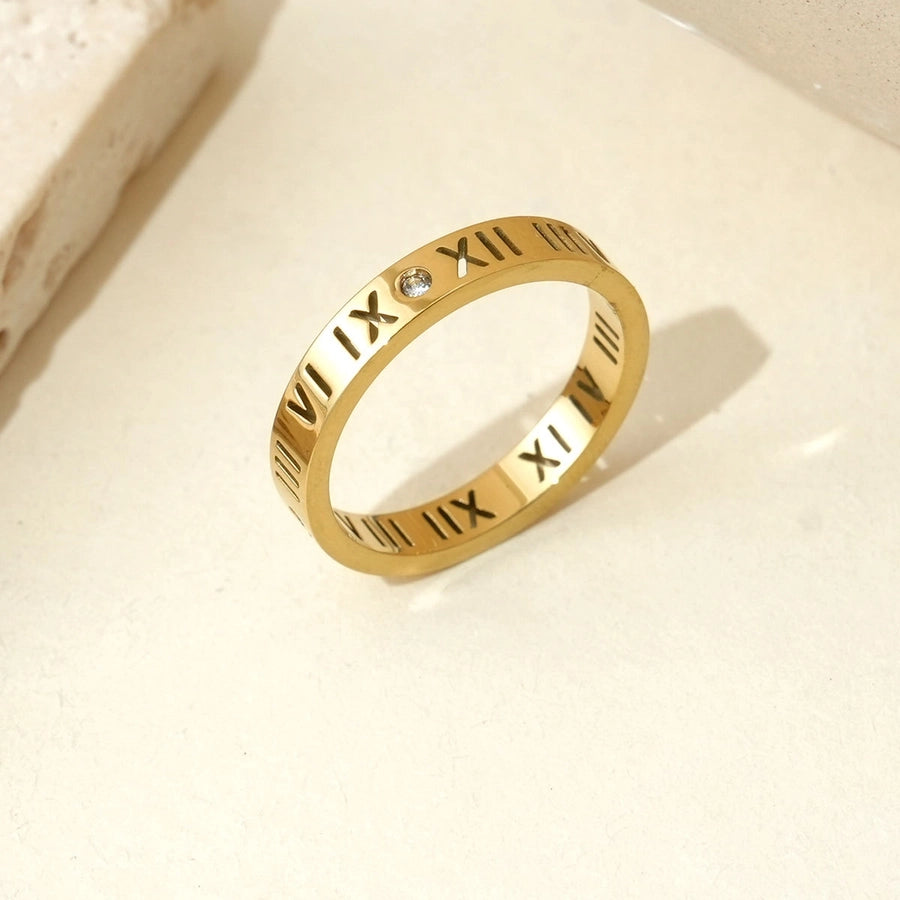 Roman Numeral Ring [304 Stainless Steel14K Gold Plated]