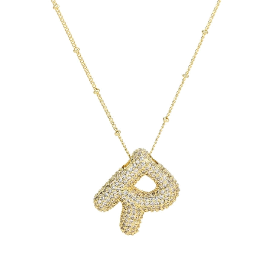 Gold Rhinestones Letter Necklace [304 rustfrit stål]