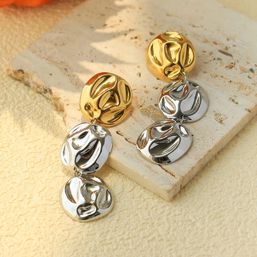 Multi Round Drop Earrings [304 Stainless Steel,14K Gold Plated]