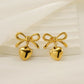 Heart Shape Bow Knot Earrings [304 Stainless Steel,18K Gold Plated]