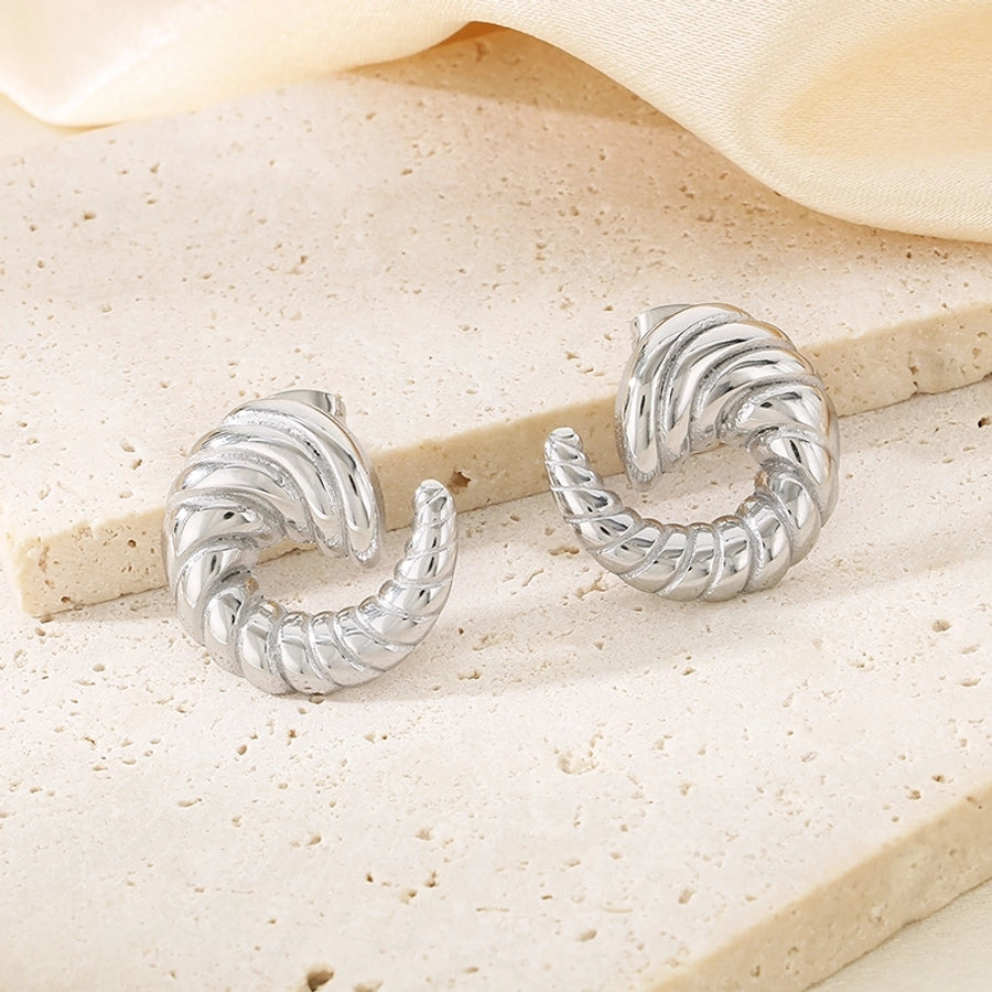 Vintage Style Horn Pattern Earrings [304 Stainless Steel, 18K Gold Plated]