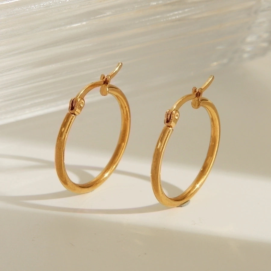 Thin Hoop Earrings [304 Stainless Steel,18K Gold Plated]