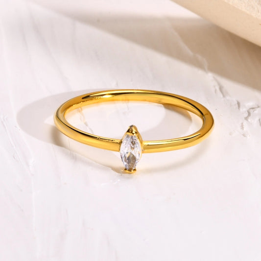 Pferdeauge Zirkon Ring [304 Edelstahl 18K Gold plattiert]