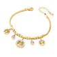 Artificial Rhinestones Turquoise Shell Bracelet [304 Stainless Steel, 18K Gold Plated]