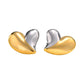 Duo Tone Heart Shape Earrings [201 Stainless Steel,18K Gold Plated]