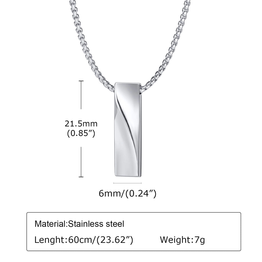 Streetwear Square Pendant Necklace [304 Stainless Steel]