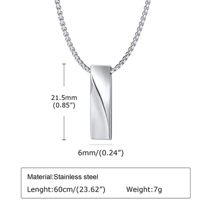 Streetwear Square Pendant Necklace [304 Stainless Steel]