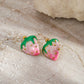 Strawberry Enamel Earrings [304 Stainless Steel,18K Gold Plated]