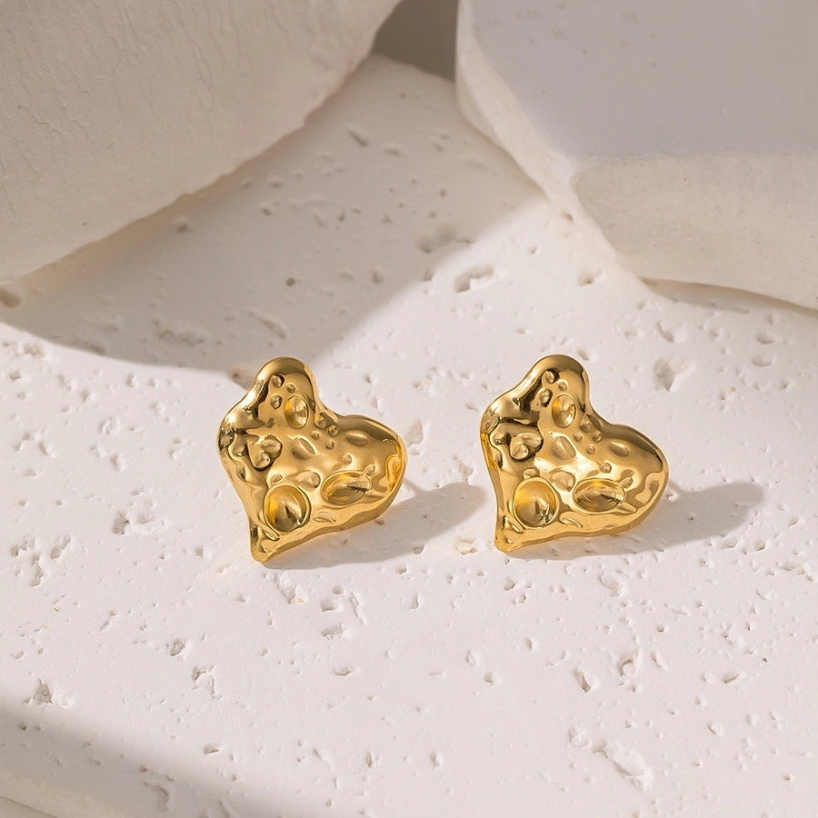 Small Heart Earrings [304 Stainless Steel,14K Gold Plated]