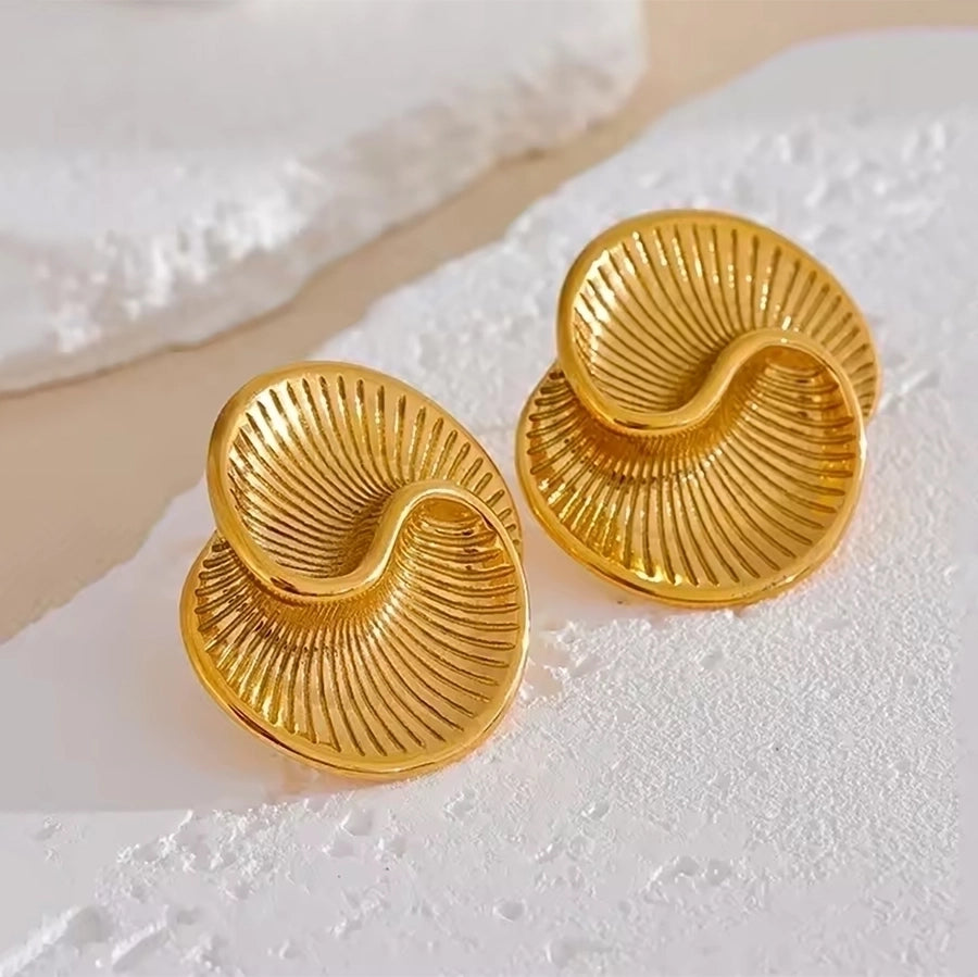 Double Spiral Earrings [304 Stainless Steel,18K Gold Plated]