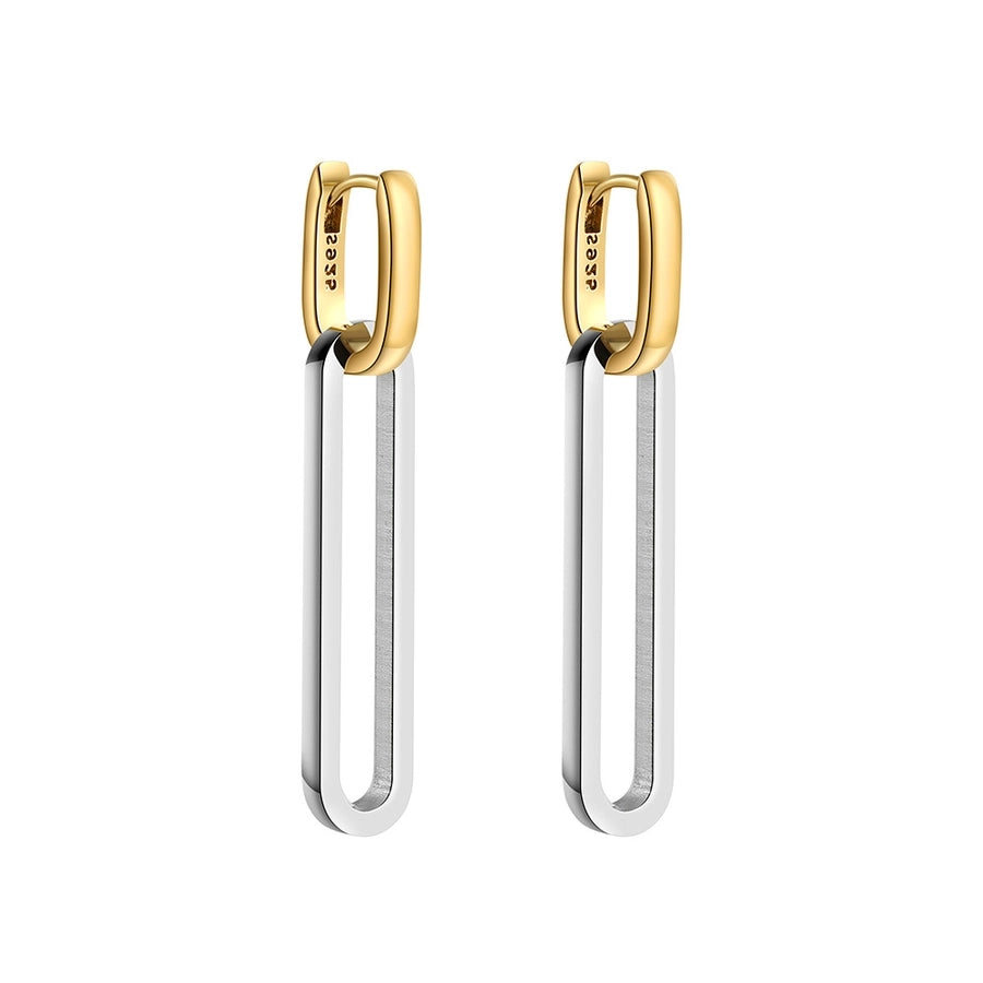 Geometric Mixed Metal Plating Earrings [304 Stainless Steel]