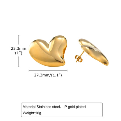 Duo Tone Heart Shape Earrings [201 Stainless Steel,18K Gold Plated]