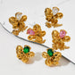 Flower Zircon 16K Earrings [304 Stainless Steel,16K Gold Plated]