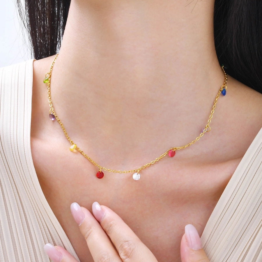 Collier de zircon ovale [304 en acier inoxydable]