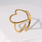 Hollow Heart Open Ring [304 Stainless Steel, 18K Gold Plated]