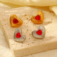 Red Zircon Heart Stud Earrings [304 Stainless Steel]