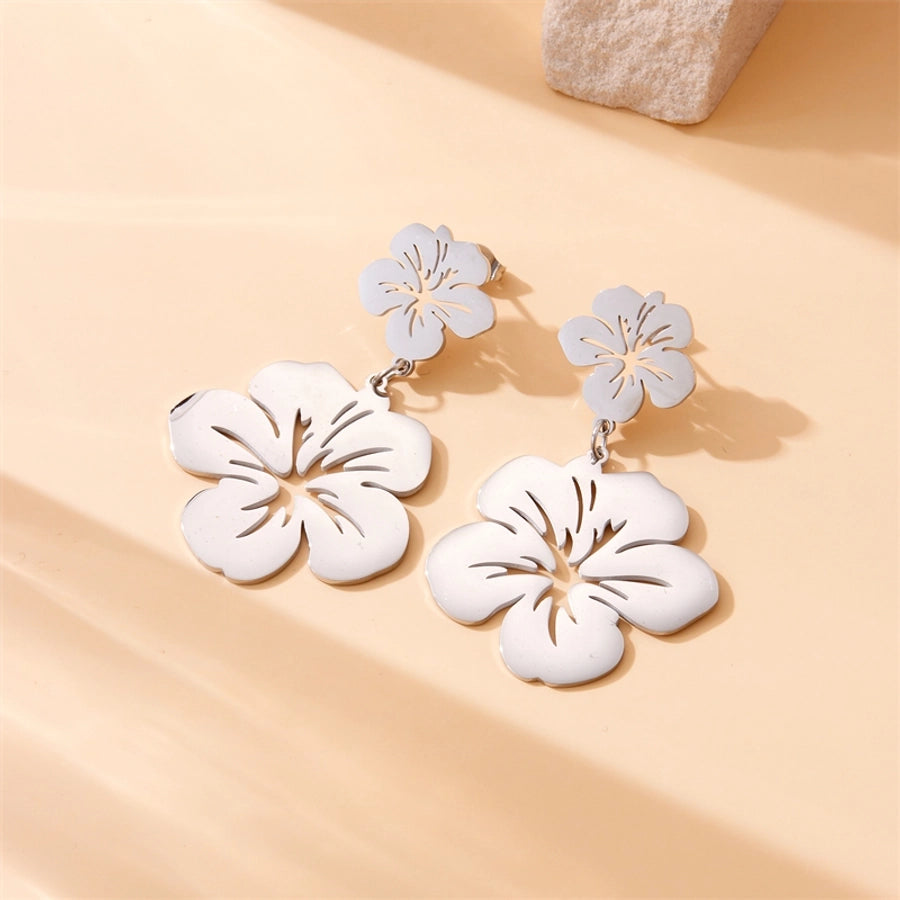 Bali Flower Hollow Earrings [304 Stainless Steel,18K Gold Plated]