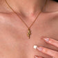 Rose Flower Pendant Necklace [304 Stainless Steel,18K Gold Plated]