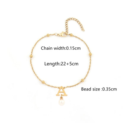 List Artificial Pearls Anklet [201,304 stal nierdzewna]