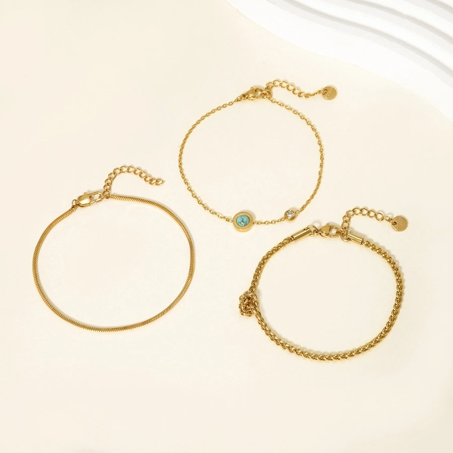 Chain Bracelet Sets [304 Stainless Steel,18K Gold Plated]