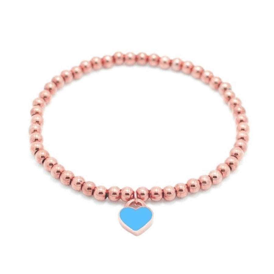 Heart Shape Beaded Bracelet [Stainless Steel,18K Gold Plated]