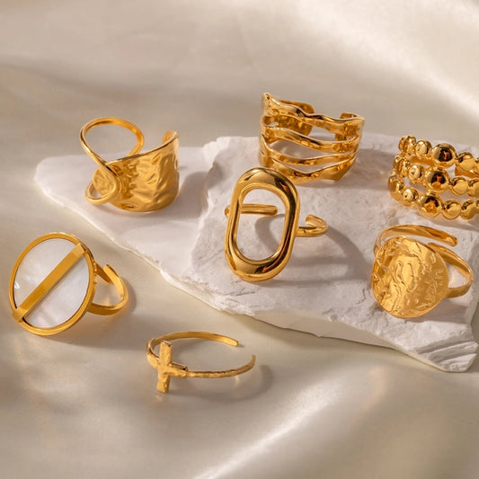 Ring im Zufallsstil [304 Edelstahl, 18K Gold plattiert]