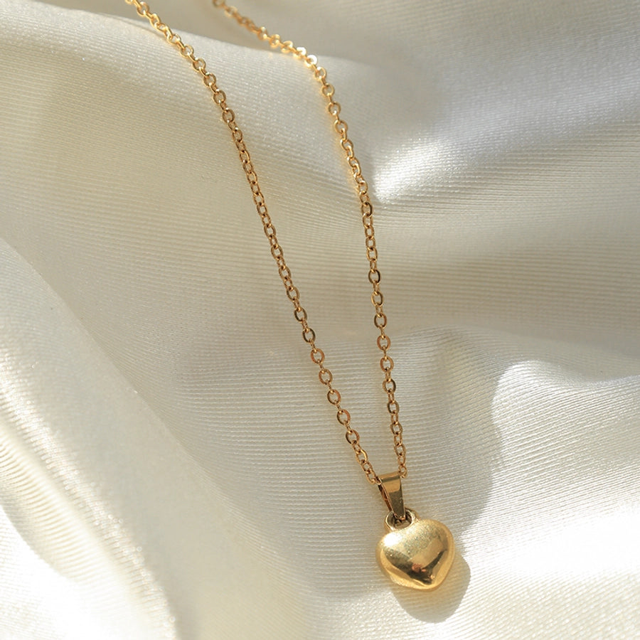 Heart Shape Pendant Necklace [304 Stainless Steel 14K Gold Plated]