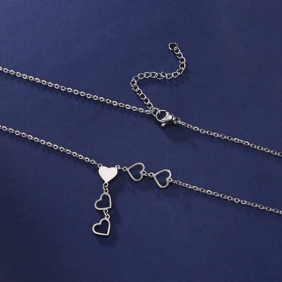 Drop Hearts Necklace [304 Stainless Steel]