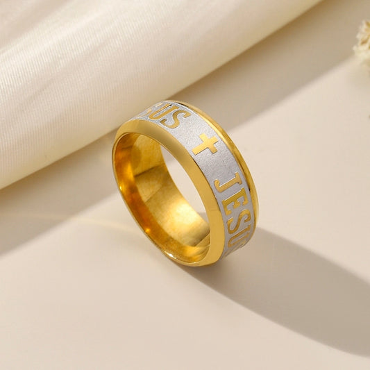 Ježíš Ring [304 z nerezové oceli 24k zlaté pokovené]