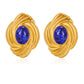 Baroque Oval Natural Stone Earrings [304 Stainless Steel,18K Gold Plated]