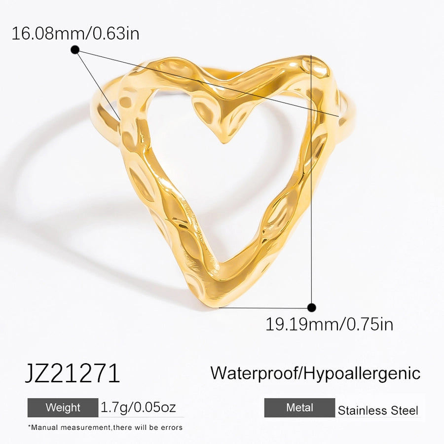 Heart Shape Open Rings  [304 Stainless Steel]