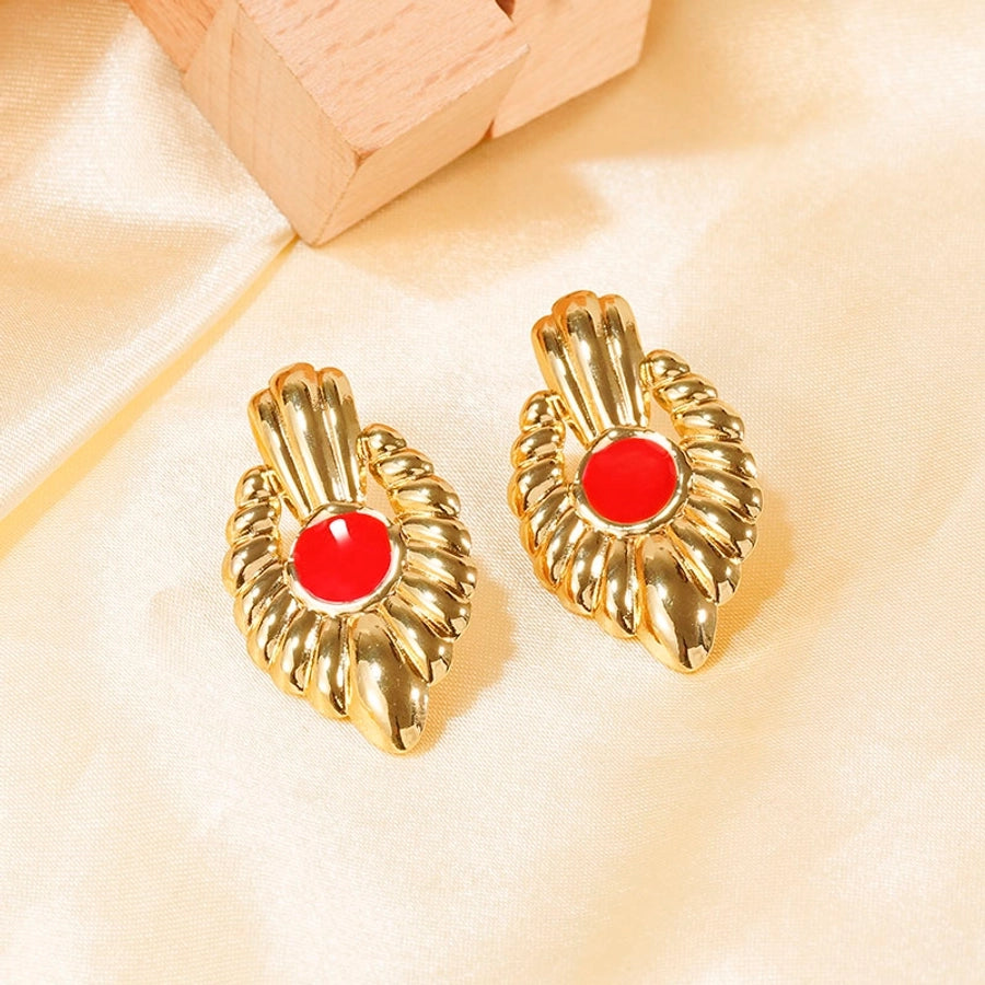 Vintage Enamel Earrings [304 Stainless Steel,18K Gold Plated]