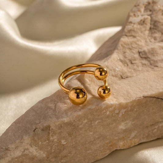 Gold Beads Ring [304 Stainless Steel]