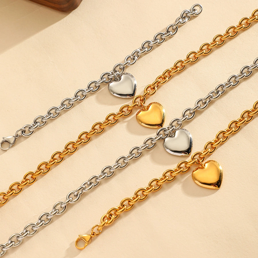 Heart Shape Cable Chain Bracelets/Necklace [304 Stainless Steel]