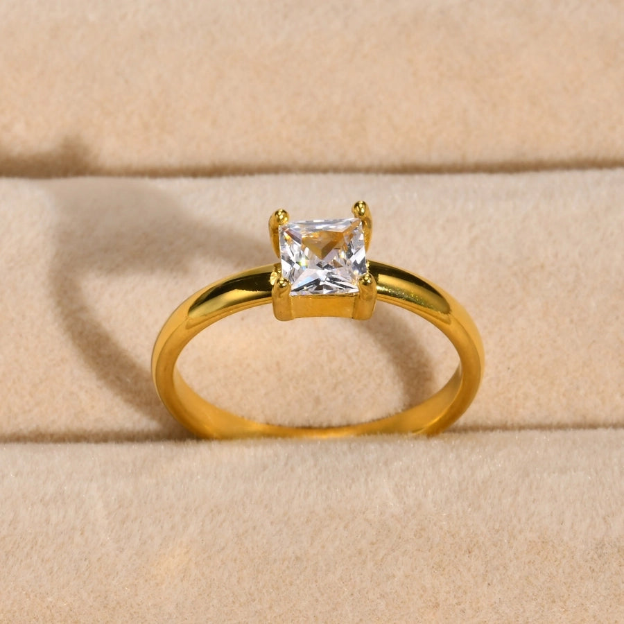 Zircon  Open Ring [201 Stainless Steel, 18K Gold Plated]