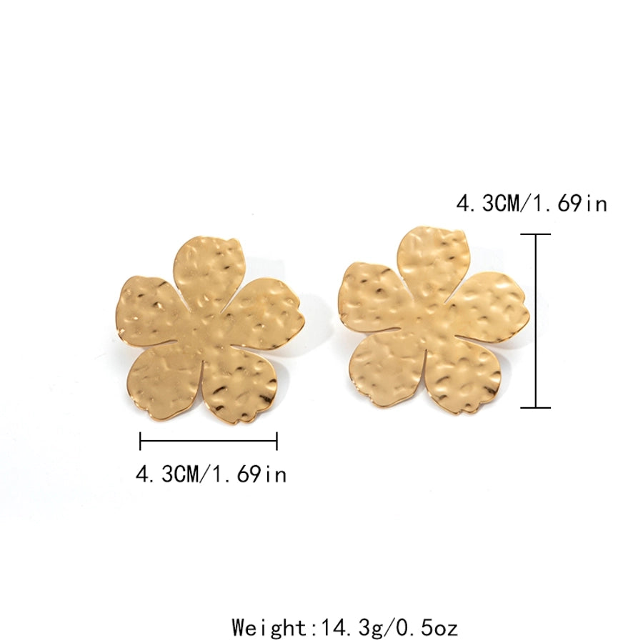 Flat Flower Earrings [304 Stainless Steel, 14K Gold Plated]