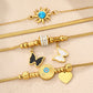 Sun/Heart/Butterfly Turquoise Bracelets [304 Stainless Steel,18K Gold Plated]