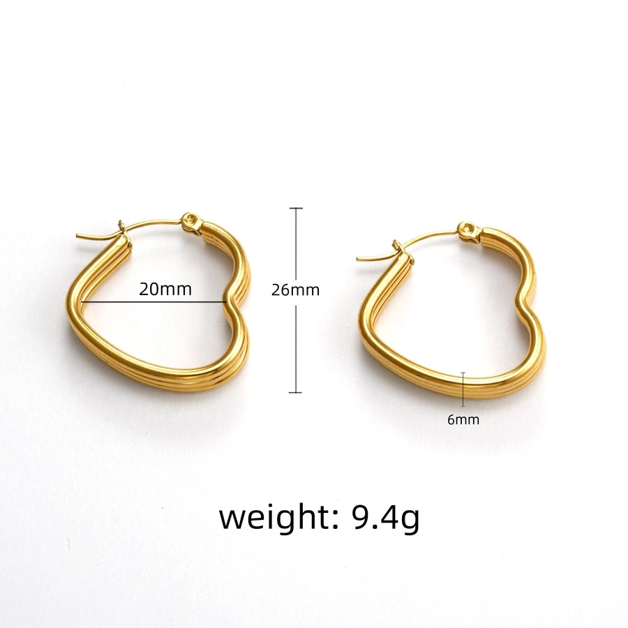 Heart Hoop Earrings [304 Stainless Steel,18K Gold Plated]