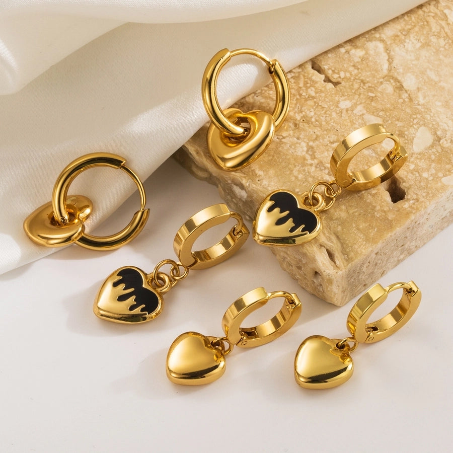 Heart Shape Drop Earrings [316 Stainless Steel,18K Gold Plated]