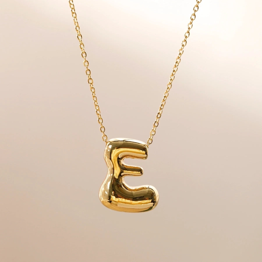 Letter Chain Pendant Necklace [304 Stainless Steel,18K Gold Plated]