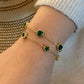 Round/Square/Heart Shape Glass Stone Bracelets [304 Stainless Steel, 18K Gold Plated]