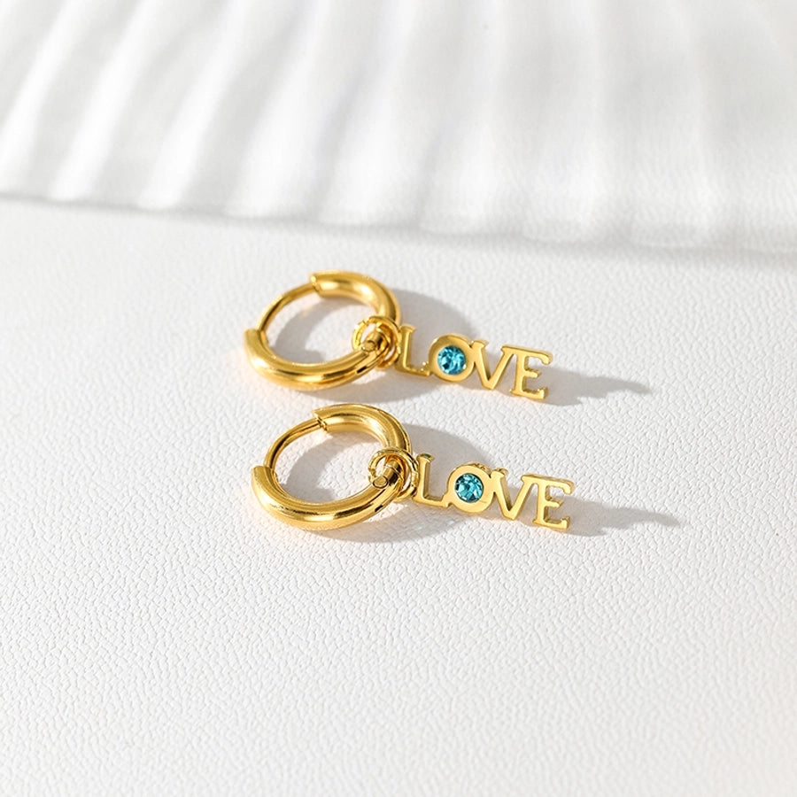 Love Drop Earrings [304 Stainless Steel, 14K Gold Plated]