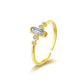 Square Zircon Open Ring [304 Stainless Steel, 18K Gold Plated]