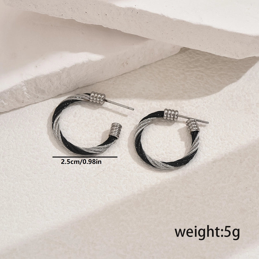 C Shape Twist Earrings [201 Stainless Steel]