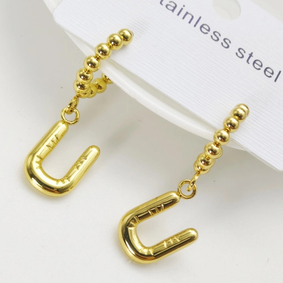 Letter Drop Earrings [304 Stainless Steel,18K Gold Plated]