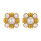 White Gold Color Block Stud Earrings [316 Stainless Steel,18K Gold Plated]