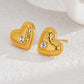 Mix Heart Zircon Designs Earrings [304 Stainless Steel,18K Gold Plated]