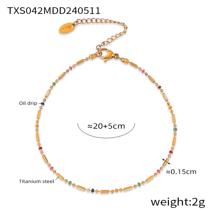 Pulseira de contas de semente colorida/tornozela/colar [304 aço inoxidável, ouro 18k banhado]