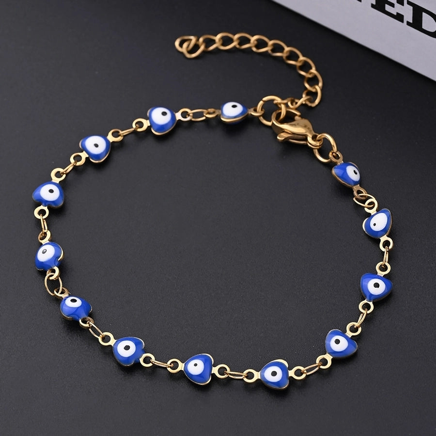 Pulseira de formato do coração do Devil's Eye [304 Aço inoxidável, peito de ouro de 18k]