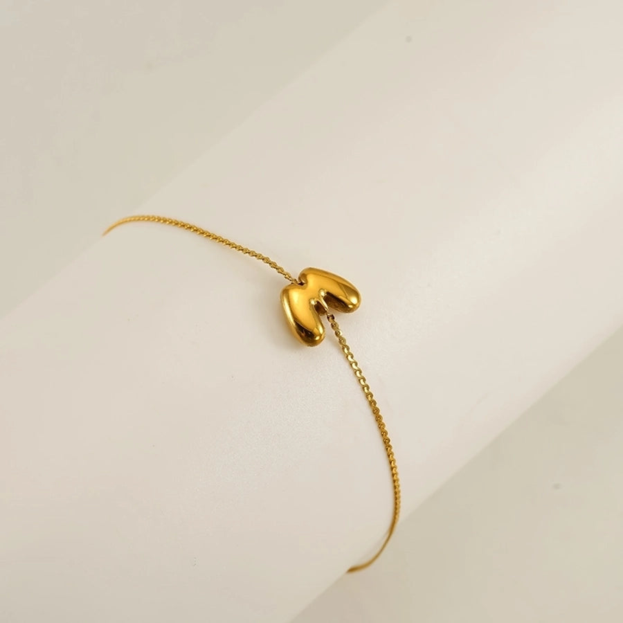 Pulseira de letra de estilo simples [304 aço inoxidável, peito de ouro de 18k]